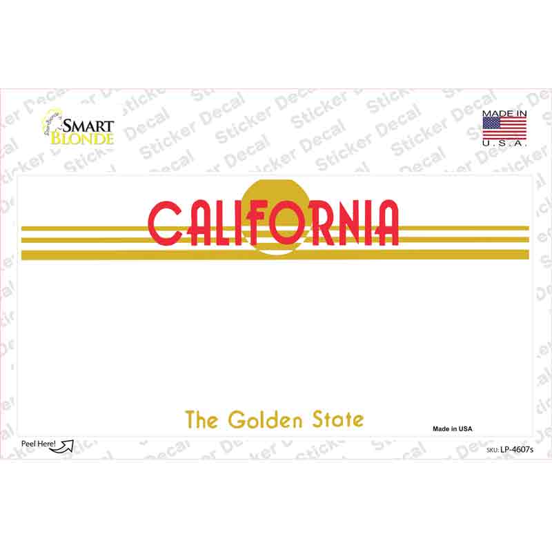 California Golden State State Blank Novelty Sticker Decal
