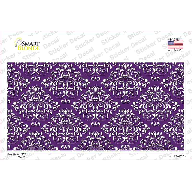 Purple White Damask Novelty Sticker Decal
