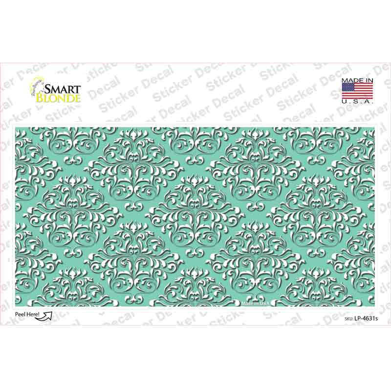 Mint White Damask Novelty Sticker Decal