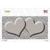 Grey White Damask Center Hearts Novelty Sticker Decal