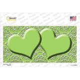 Lime Green White Damask Center Hearts Novelty Sticker Decal