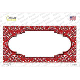 Red White Damask Center Scalloped Novelty Sticker Decal