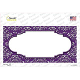 Purple White Damask Center Scalloped Novelty Sticker Decal