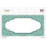 Mint White Damask Center Scalloped Novelty Sticker Decal