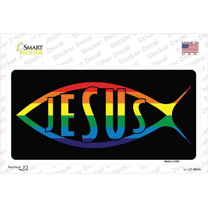 Jesus Fish Rainbow Novelty Sticker Decal