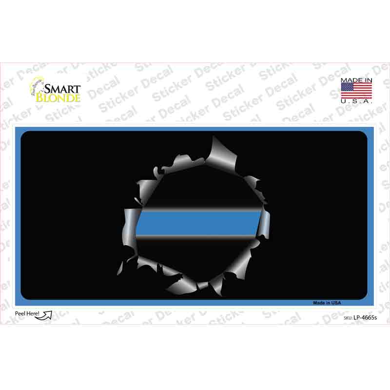 Thin Blue Line Bullet Hole Novelty Sticker Decal