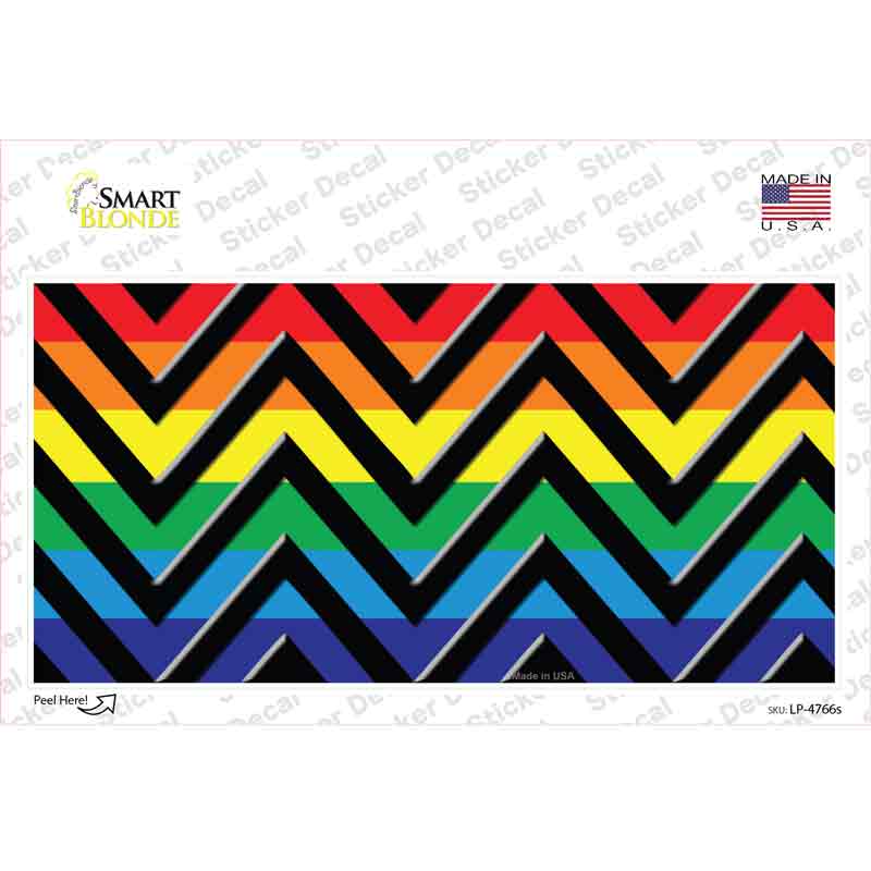 Rainbow Black Chevron Novelty Sticker Decal