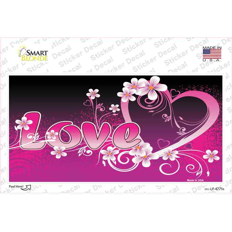Love Heart And Flowers Novelty Sticker Decal