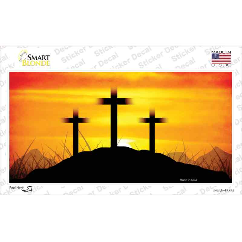 Three Crosses Sunset Novelty Sticker Decal