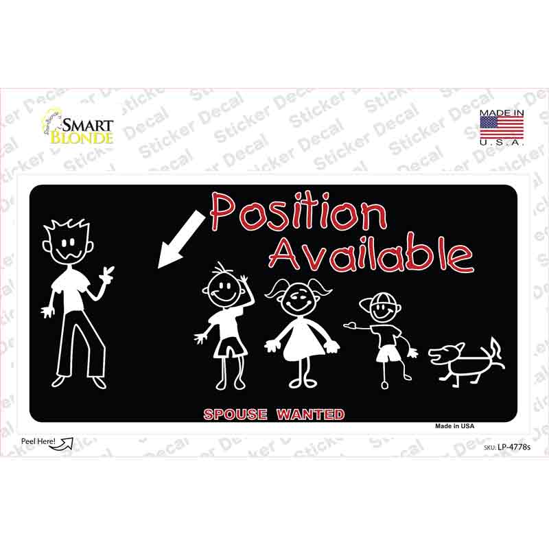 Position Available Novelty Sticker Decal