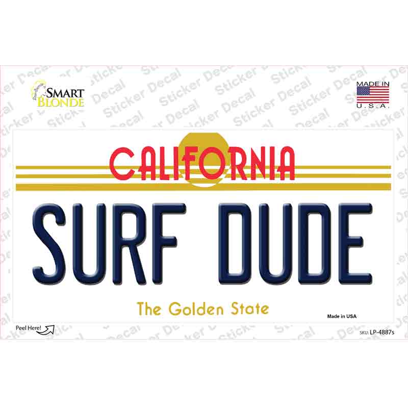 Surf Dude California Novelty Sticker Decal