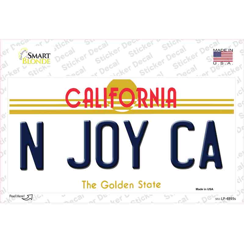 N Joy Ca California Novelty Sticker Decal