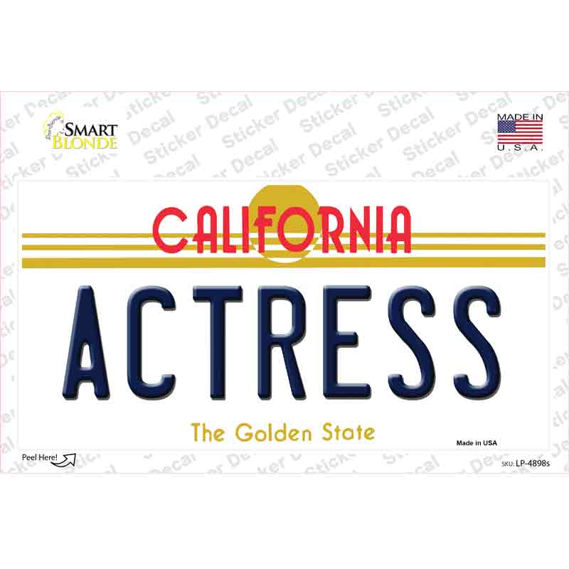 Actress California Novelty Sticker Decal