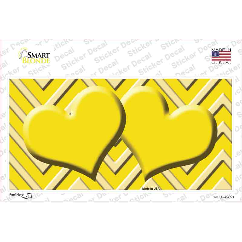 Yellow Light Yellow Heart Chevron Novelty Sticker Decal