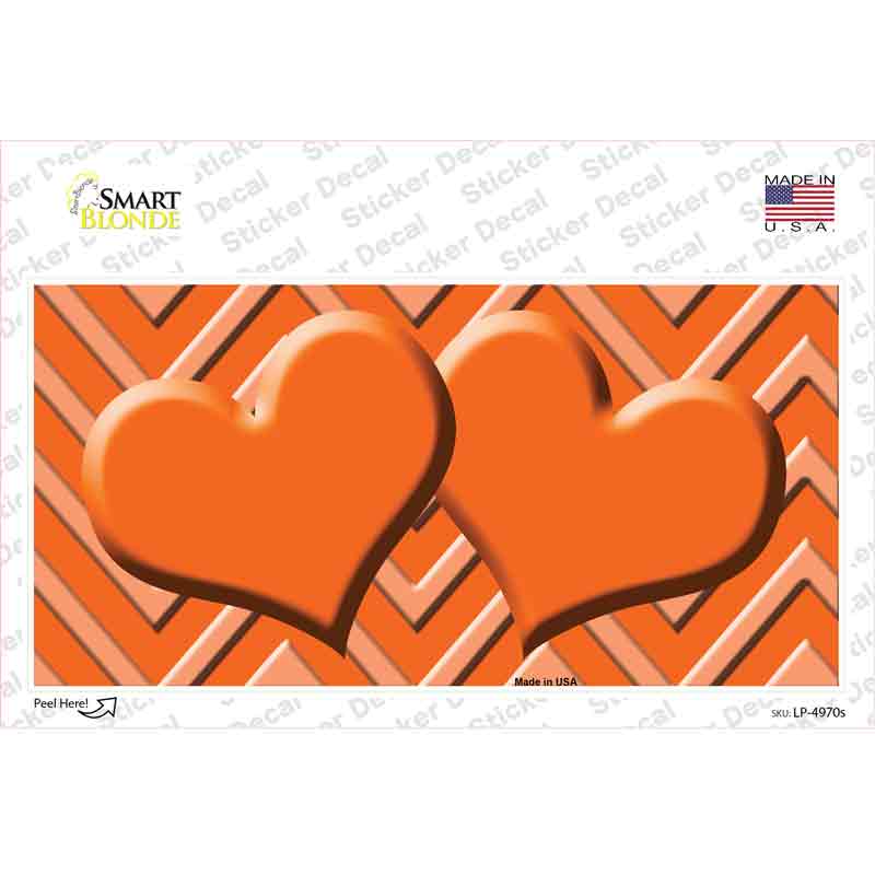Orange Light Orange Heart Chevron Novelty Sticker Decal
