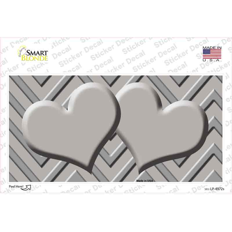 Grey Light Grey Heart Chevron Novelty Sticker Decal