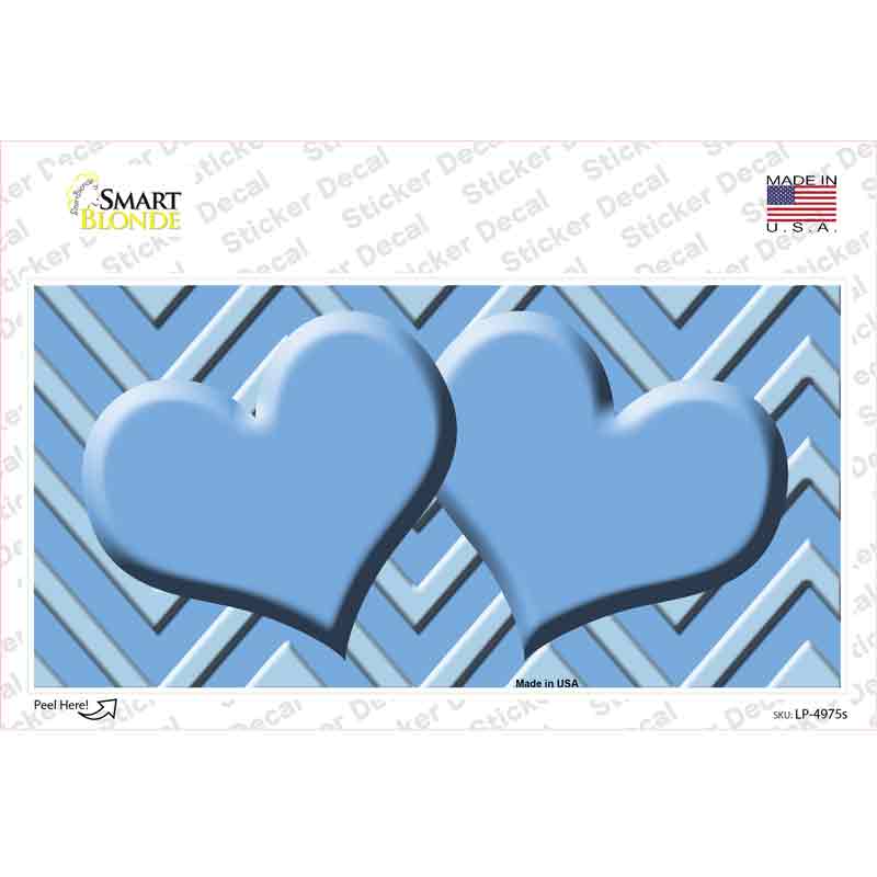 Light Blue Lighter Blue Heart Chevron Novelty Sticker Decal