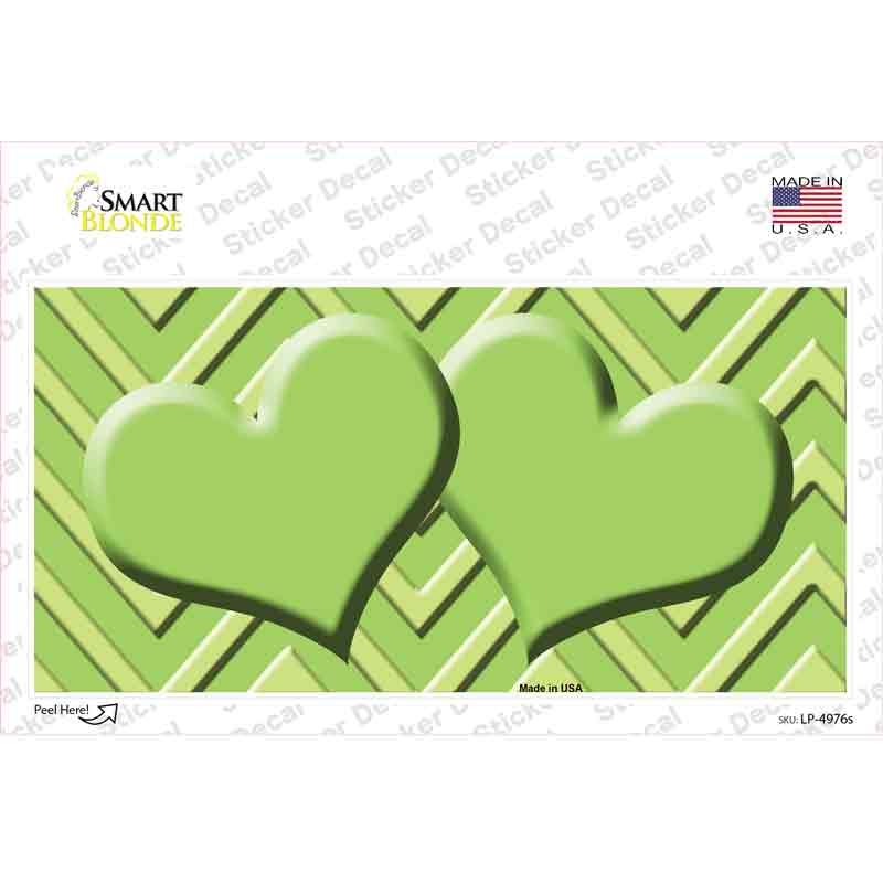 Lime Green Lighter Lime Green Heart Chevron Novelty Sticker Decal