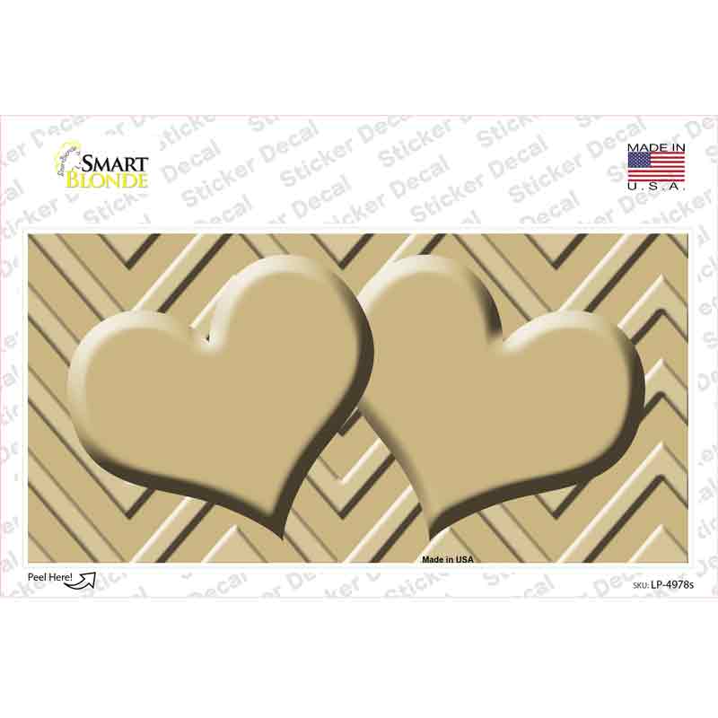 Gold Light Gold Heart Chevron Novelty Sticker Decal