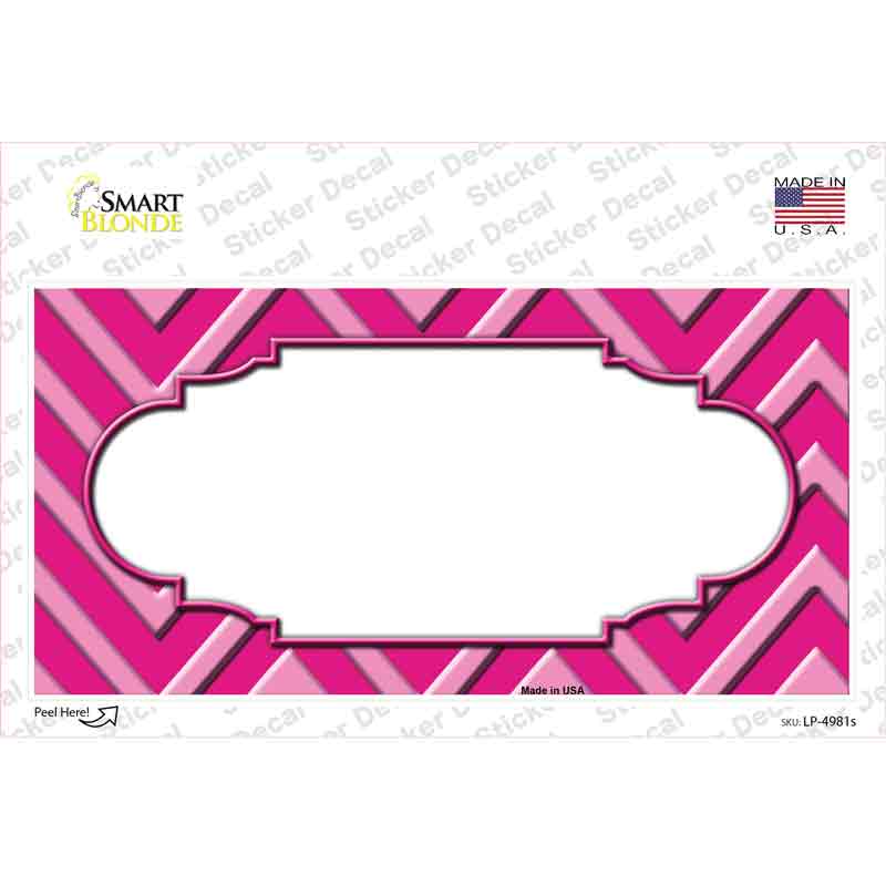 Pink Light Pink Scallop Chevron Novelty Sticker Decal