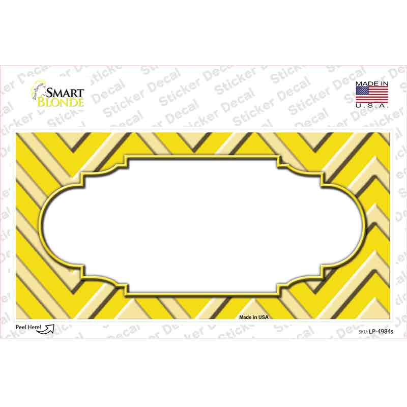 Yellow Light Yellow Scallop Chevron Novelty Sticker Decal