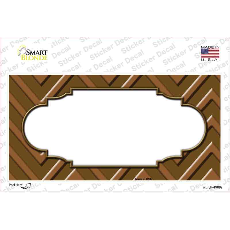 Brown Light Brown Scallop Chevron Novelty Sticker Decal