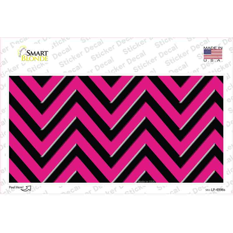 Pink Black Chevron Novelty Sticker Decal