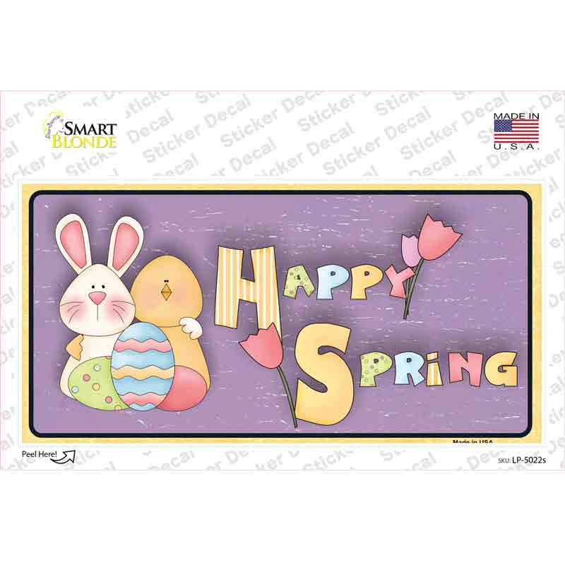 Happy Spring Yellow Novelty Sticker Decal