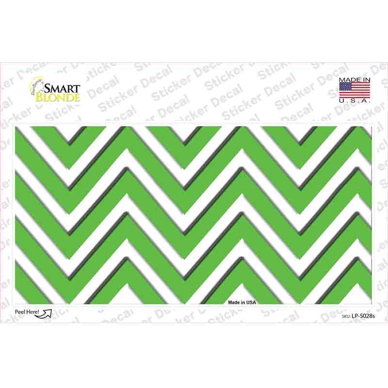 Kelly Green White Chevron Novelty Sticker Decal