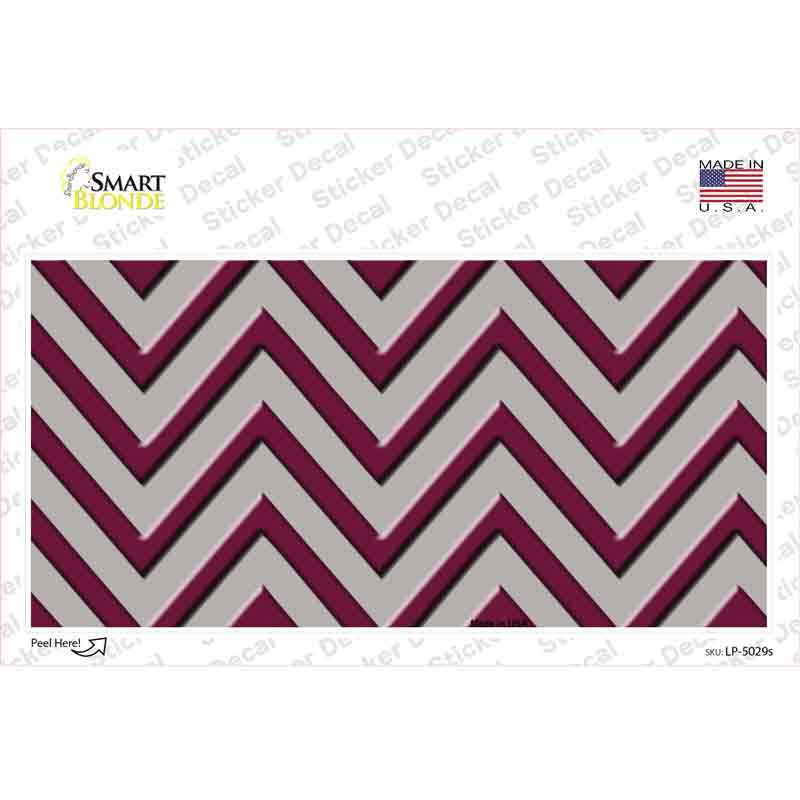 Maroon Grey Chevron Novelty Sticker Decal