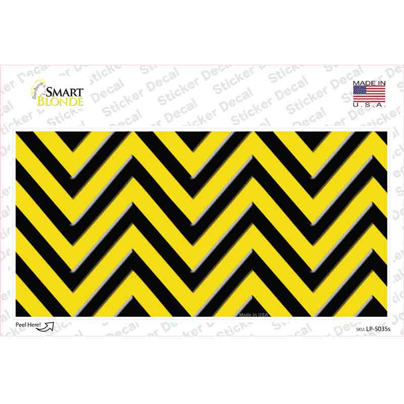 Yellow Black Chevron Novelty Sticker Decal