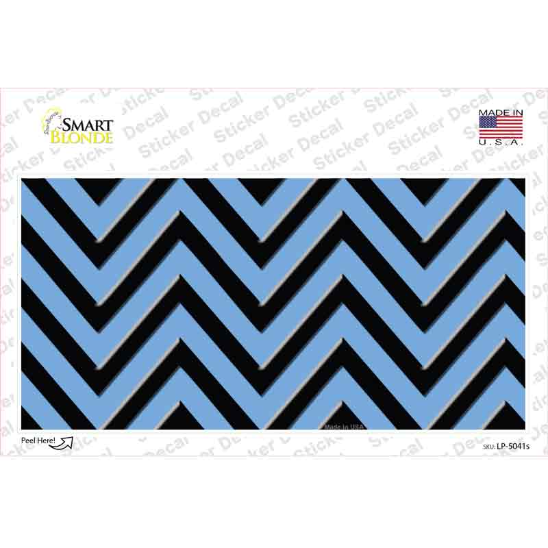 Light Blue Black Chevron Novelty Sticker Decal