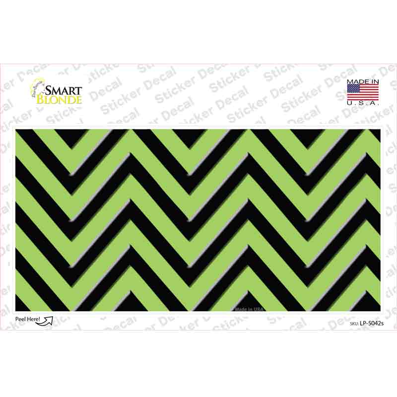 Lime Green Black Chevron Novelty Sticker Decal