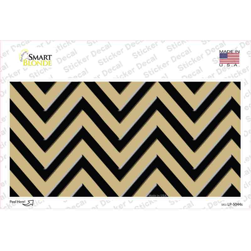 Gold Black Chevron Novelty Sticker Decal