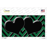 Green Black Chevon Hearts Novelty Sticker Decal