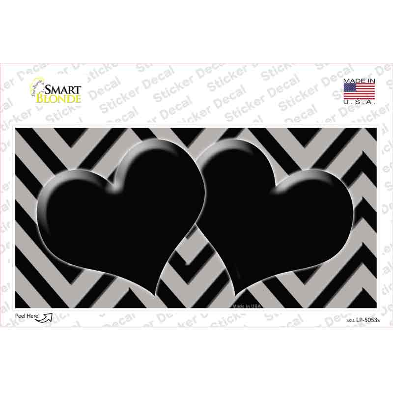 Grey Black Chevon Hearts Novelty Sticker Decal