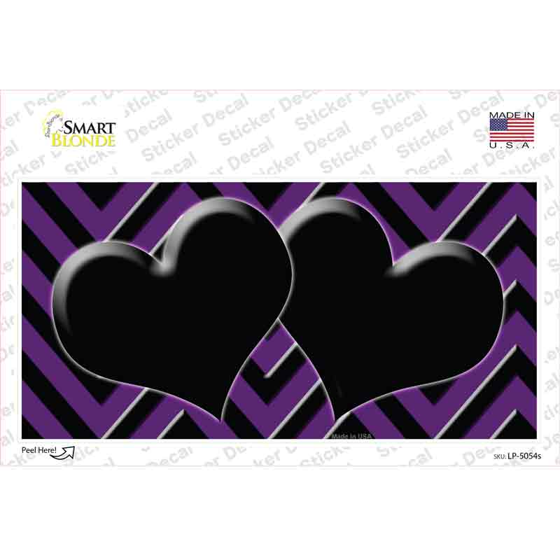 Purple Black Chevon Hearts Novelty Sticker Decal