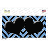 Light Blue Black Chevon Hearts Novelty Sticker Decal