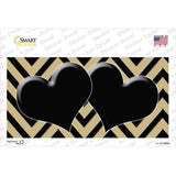 Gold Black Chevon Hearts Novelty Sticker Decal