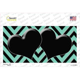 Mint Black Chevon Hearts Novelty Sticker Decal