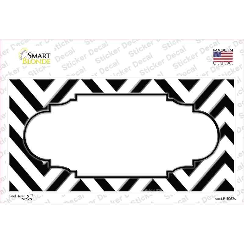 White Black Chevron Scallop Novelty Sticker Decal