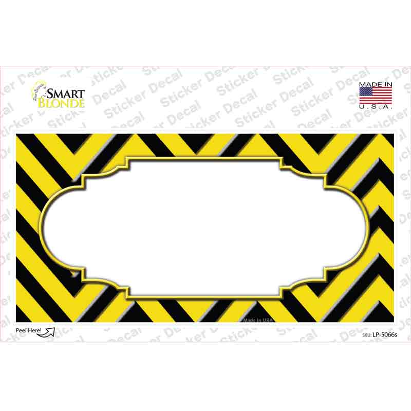 Yellow Black Chevron Scallop Novelty Sticker Decal