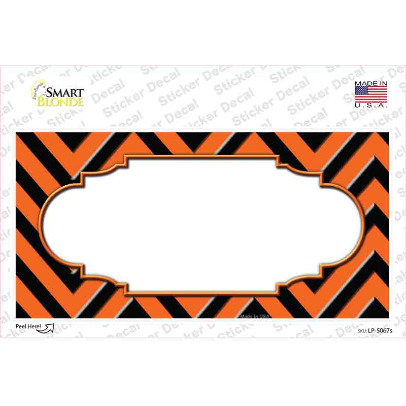 Orange Black Chevron Scallop Novelty Sticker Decal