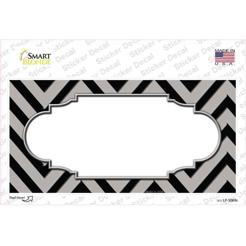 Grey Black Chevron Scallop Novelty Sticker Decal