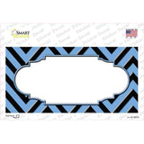 Light Blue Black Chevron Scallop Novelty Sticker Decal