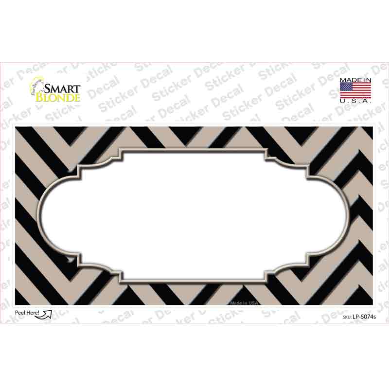 Tan Black Chevron Scallop Novelty Sticker Decal