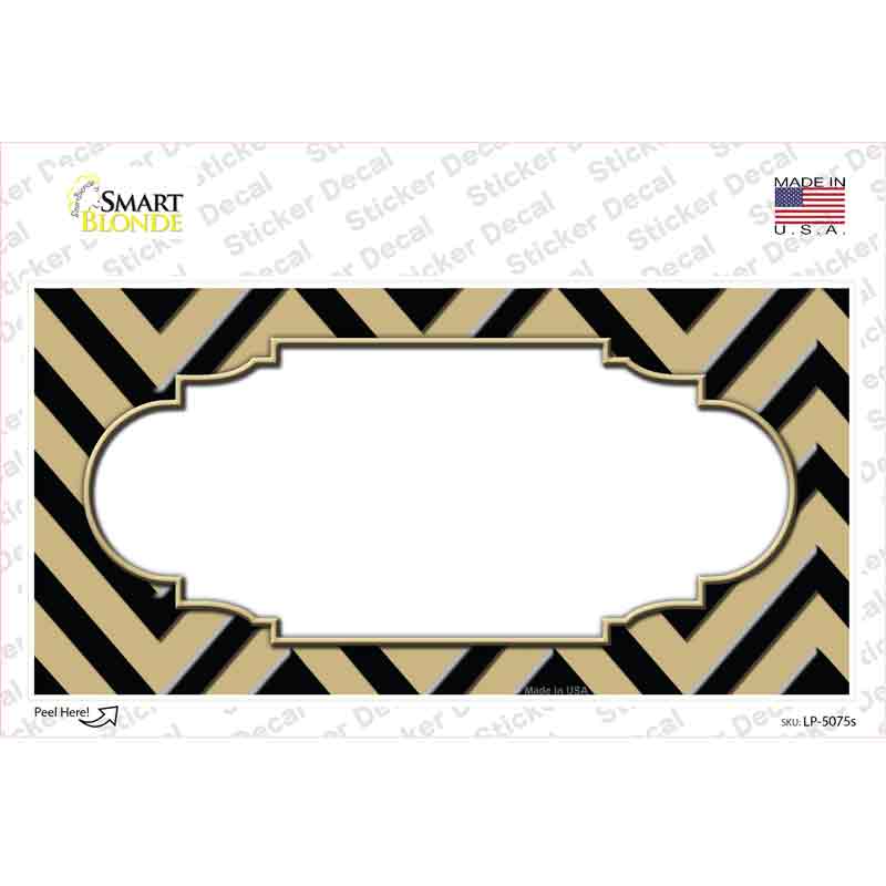 Gold Black Chevron Scallop Novelty Sticker Decal