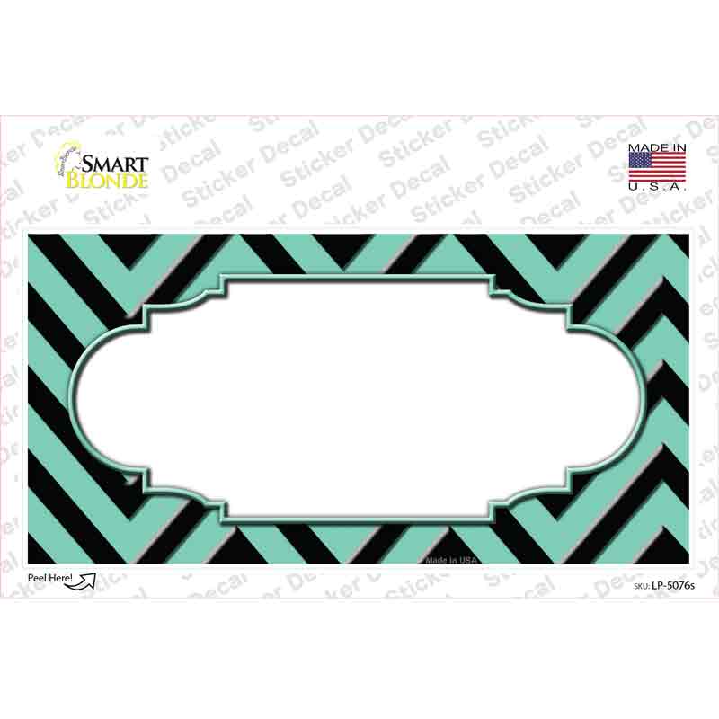 Mint Black Chevron Scallop Novelty Sticker Decal