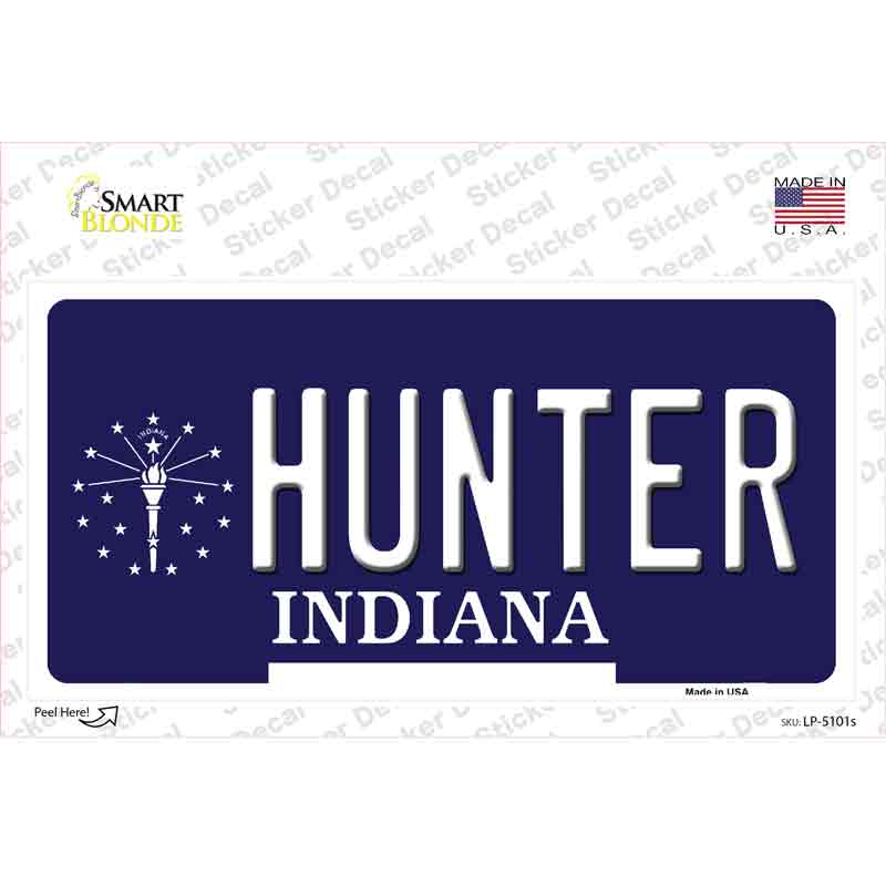 Hunter Indiana State Novelty Sticker Decal
