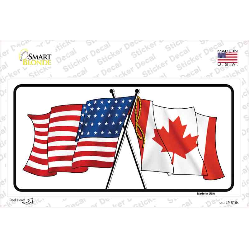 United States Canadian Flag Novelty Sticker Decal